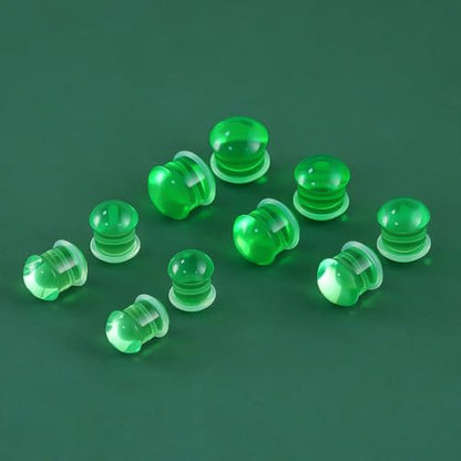 Precise Dimensions Set Color Acrylic O-Ring Ear Plugs Tunnels Gauges Stretcher Piercings Kit - color: Green, size: 10-14mm
