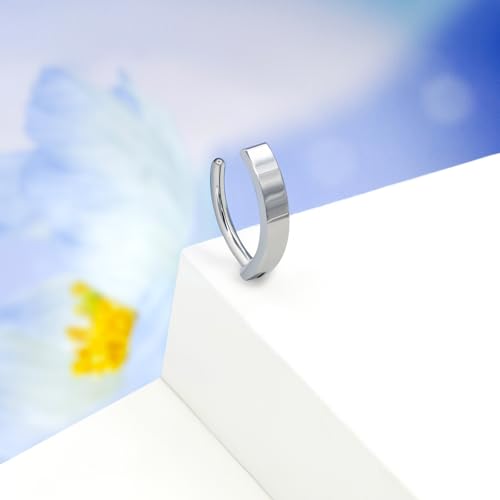 16G Labret Stud, G23 Titanium Vertical Labret Lip Piercing Jewelry, Gold Eyebrow Ring Clicker Belly Button Ring Hoop For Women Men - color: Silver, size: 8mm