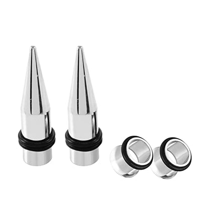 HEKEUOR 4 Piece 316l Steel Tapers and Tunnels Ear Stretching Kit Gauges Gauging Plugs Choose 1g 7/16 1/2 9/16 00g-14g - style: 00g(10mm)