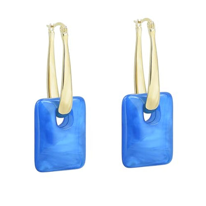 Multicolor Acrylic Dangle Hoop Earrings for Women, 2-Way Detachable Geometric Statement Earrings, Lightweight Fashion Jewelry Gifts - color: Royal Blue