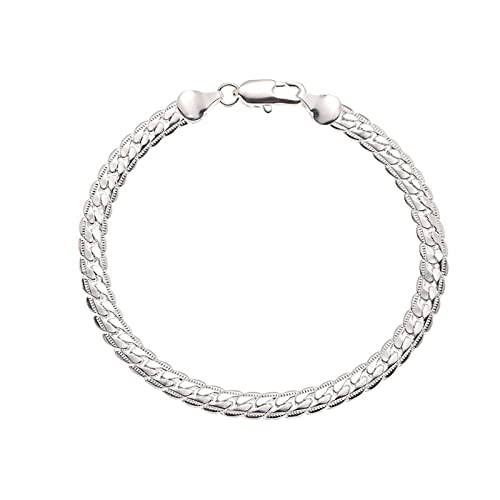 Gold Figaro Chain Bracelet Dainty Curb Cuban Link Chain Bracelet Simple Thin Chain Wrist Bracelet with Lobster Lock Clasp Minimalist Bracelet Jewelry Gifts for Women and Men - color: Silver