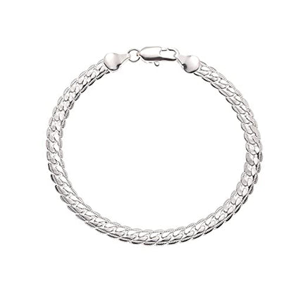 Gold Figaro Chain Bracelet Dainty Curb Cuban Link Chain Bracelet Simple Thin Chain Wrist Bracelet with Lobster Lock Clasp Minimalist Bracelet Jewelry Gifts for Women and Men - color: Silver