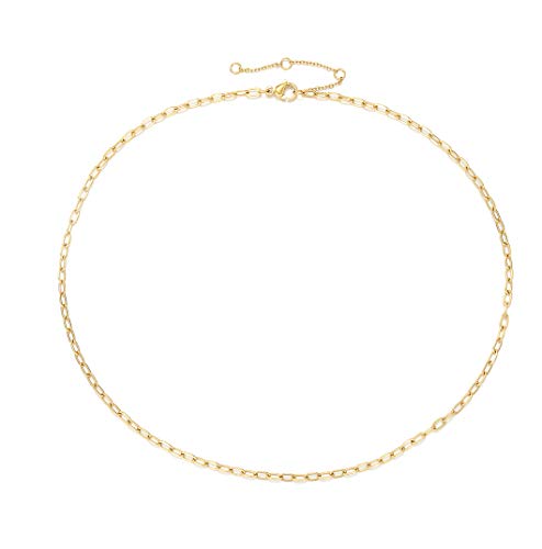 Lcherry Dainty Choker Necklace for Women 14K Gold Plated Choker Necklace Gifts for Her - color: 'Paperclip Choker