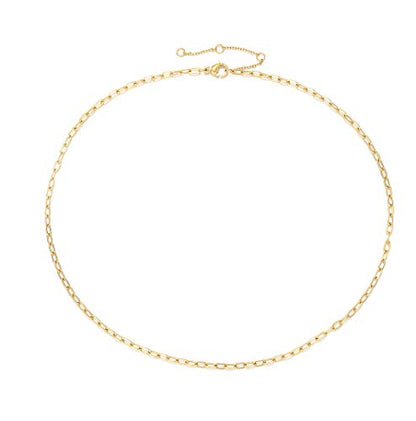 Lcherry Dainty Choker Necklace for Women 14K Gold Plated Choker Necklace Gifts for Her - color: 'Paperclip Choker