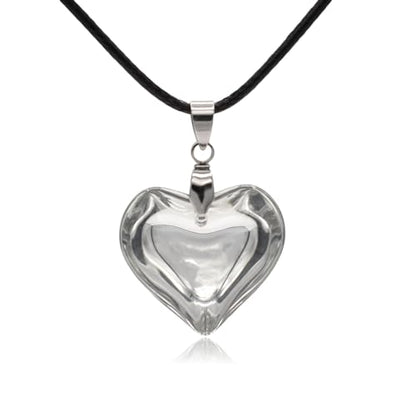 Large Red Semi-Transparent Solid Glass Heart Pendant Necklace - style: Small White