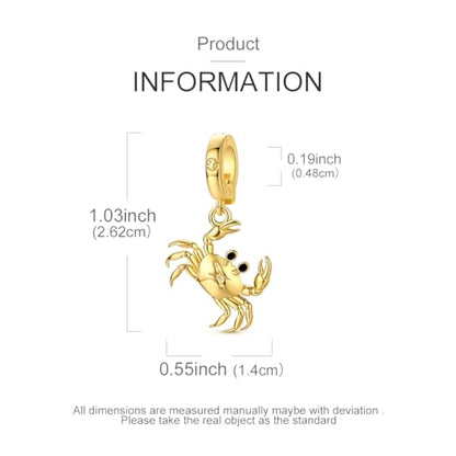 LAZA 925 Silver Charms for Bracelets and Necklaces Gold charms for Women | Summer Travel Party Lucky Zodiac Charms Clearance Pendant Beads Christmas Birthday Graduation Gift Jewelry for Women - color: Cancer