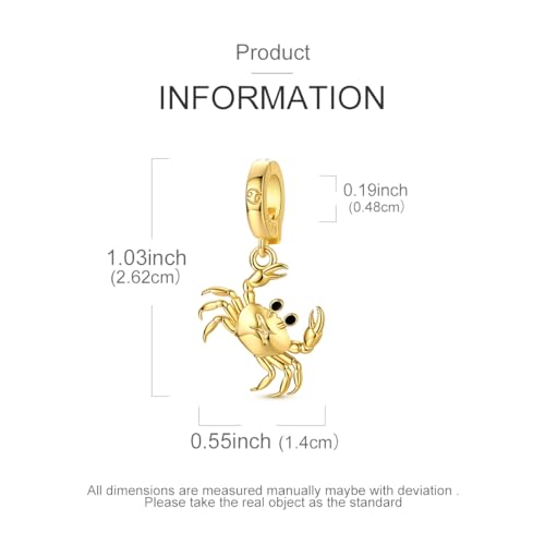 LAZA 925 Silver Charms for Bracelets and Necklaces Gold charms for Women | Summer Travel Party Lucky Zodiac Charms Clearance Pendant Beads Christmas Birthday Graduation Gift Jewelry for Women - color: Cancer