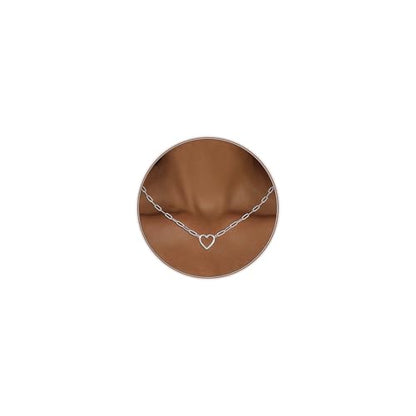 Airmb Heart Necklace for Women Gold/Silver Plated Trendy Heart Choker Lover Pendant Hypoallergenic Fashion Gold/Silver Necklace for Women Love Jewelry Gift for Women Girlfriend - color: Paperclip Open Heart-Silver