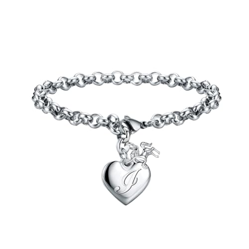 Monily Birthday Gifts for Women Initial Charm Bracelets for Women Letters Alphabet Heart Bracelet for Women - color: I: Unicorn