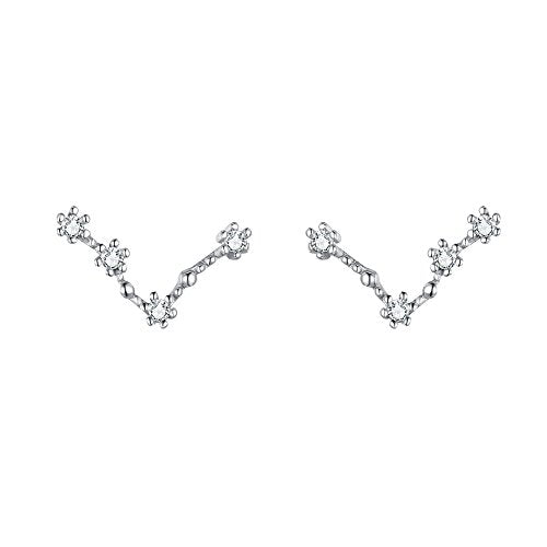 925 Sterling Silver CZ Horoscope Zodiac 12 Constellation Astrology Ear Crawler Post Earrings Gift for Mom Women Mothers Day/Valentines Day/Birthday/Christmas/Anniversary - style: Pisces (Feb 19 - Mar 20)
