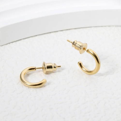 Minimalist Hoops for Women - 14K Gold Open Huggie Hoop Earrings, Hypoallergenic Tiny Hoops in Gold and Silver (Set of 1-5 Pairs) - color: 14K Gold - 6mm (1 Pairs)