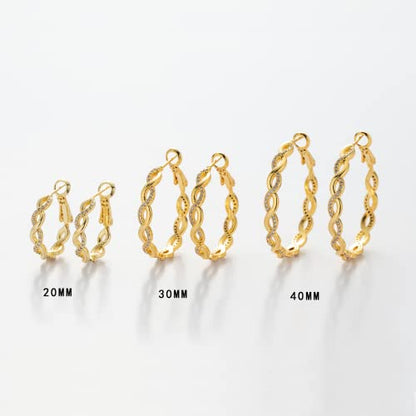 Senteria S925 Sterling Silver Post Twisted Hoop Earrings Hypoallergenic | Lightweight Silver Hoop Earrings AAAAA Cubic Zirconia Nickel Free for Sensitive Ears Twisted Hoops for Women Gifts 20-60MM - color: gold-40mm