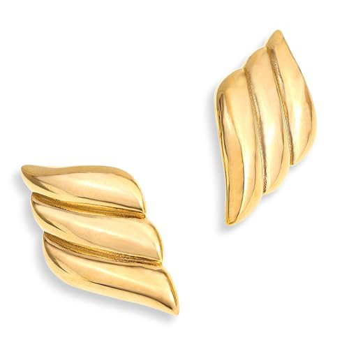 Jean Beau Chunky Gold Stud Earrings for Women Trendy Gold Plated Dangle Drop Prom Birthday Fashion Office Jewelry Gift - color: Gold Wing