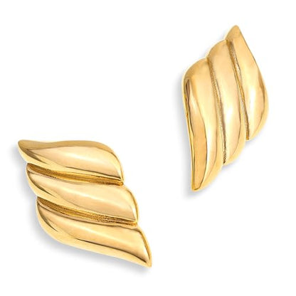 Jean Beau Chunky Gold Stud Earrings for Women Trendy Gold Plated Dangle Drop Prom Birthday Fashion Office Jewelry Gift - color: Gold Wing