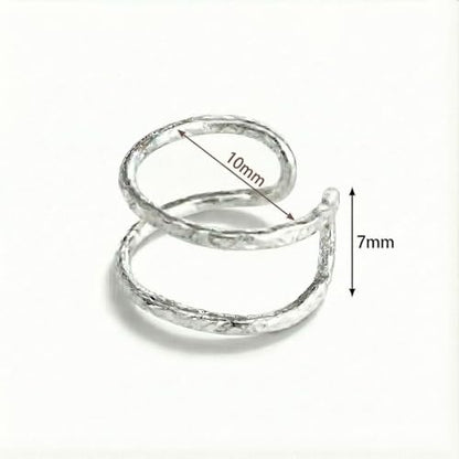 925 Sterling Silver Ear Cuff, Handmade Single Band Adjustable Non Piercing Clip On Cartilage Earring, Minimalist Ear Wrap Faux Piercing Jewelry for Women - style: Hammered Double Band