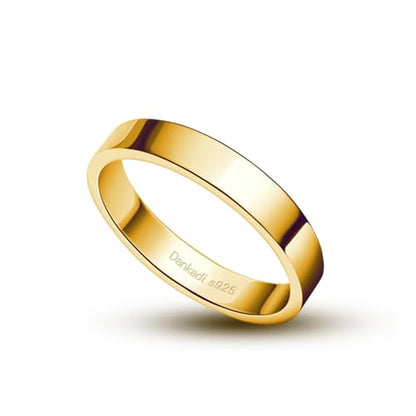 Dankadi Simple Fashion S925 Sterling Silver Ring Smooth Plain Dome Comfort Solid Silver Wedding Ring For Men & Women 3.5 mm 3-13# 24k Real Gold Plated Jewelry - color: Classic Gold