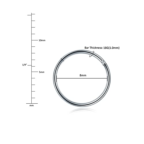Aumeo 14G 16G 18G 20G Nose Ring Hoop Stainless Steel Hinged Segment Rings Hoops Nose Clicker Ring Tragus Helix Cartilage Daith Rook Earring Piercing Jewelry for Women Men - style: 5pcs 18g 8mm mixed colors