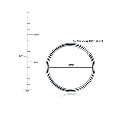 Aumeo 14G 16G 18G 20G Nose Ring Hoop Stainless Steel Hinged Segment Rings Hoops Nose Clicker Ring Tragus Helix Cartilage Daith Rook Earring Piercing Jewelry for Women Men - style: 5pcs 18g 8mm mixed colors