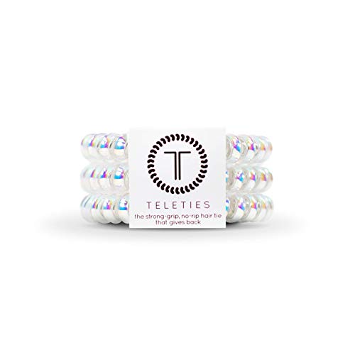 TELETIES - Spiral Hair Coils - Ponytail Holder Hair Ties for Women - Phone Cord Hair Ties - Strong Grip, No Rip, Water Resistant, No Crease Hair Tie Coils - 3 pack (Small, Peppermint) - color: Peppermint