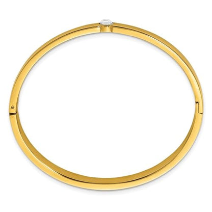 Chisel Stainless Steel Polished Yellow IP-Plated Preciosa Crystal 6mm Hinged Bangle Bracelet