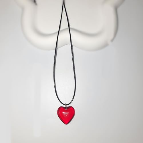 Yocoyee Dainty Colorful Glass Heart Shape Pendant Necklace Stainless Steel Link Rope Chian Love Heart Charms Pendant Necklace Y2K Trendy Jewelry Accessories for Women Jewelry - color: 6pcs