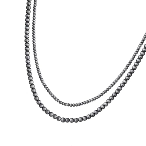 Matte Black Necklace with Triple Strands Designs Portable for Formal Outfits and Casual Styles Everyday Elegant Necklace - color: Double layer