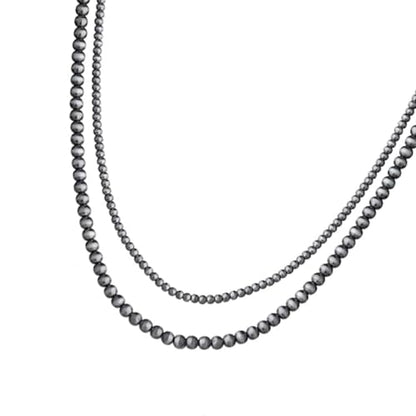 Matte Black Necklace with Triple Strands Designs Portable for Formal Outfits and Casual Styles Everyday Elegant Necklace - color: Double layer