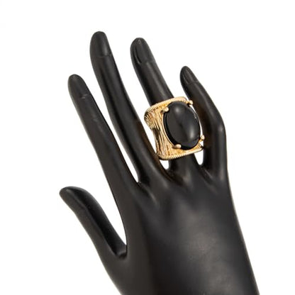 Chunky Gold Square Knuckle Finger Ring Set 5Pcs for Women, Vintage Rhinestone Statement Ring, Resin Swirl Gemstone Open Band Geometric Wide Bangle, Personalized Trendy Jewelry Accessories Gift