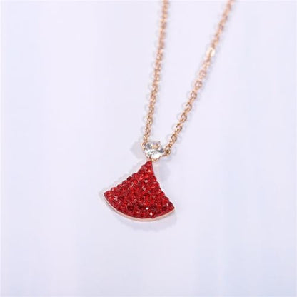 925 Sterling Silver Necklace for Women Trendy, Charming Layered Necklace with Cubic Zirconia Pendant for Her Womens Dainty Diamond Choker Necklaces Holiday Jewelry Gifts for Mom Wife Daughter Lover - color: Dress Pendant Necklace-Red
