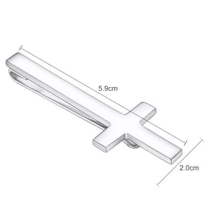 Gold Black Silver Cross Tie Clips For Men Unique Christian Catholic Tie Clip Cross Accessories For Men - style: silver cross