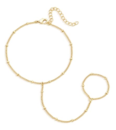 Gold Bracelets for Women, 14K Gold Plated Stackable Bracelet Stack Set Adjustable Charm Paperclip Chain Cuban Link Layered Waterproof Jewelry Sets Gifts for Womens 6.5 Inch - color: Gold Style C