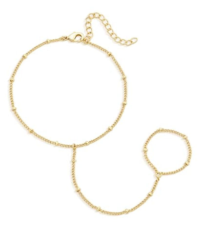 Gold Bracelets for Women, 14K Gold Plated Stackable Bracelet Stack Set Adjustable Charm Paperclip Chain Cuban Link Layered Waterproof Jewelry Sets Gifts for Womens 6.5 Inch - color: Gold Style C