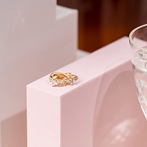 PAVOI 14K Gold Plated 925 Sterling Silver Cubic Zirconia Huggie Earrings | U-Shaped Snake Solitaire Small Round Huggie Stud Fashion Hoop Earrings for Women - style: Princess