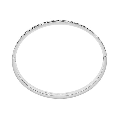 Michael Kors Silver-Tone Bracelet for Women; Bracelets; Jewelry for Women - color: Silver/Black MK Bangle