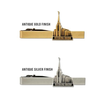 Silver Tie Clip by Ringmasters | LDS Temple Tie Clips for Men with Antique Silver Finish | Suit Accessories for Weddings, Church, & Formal Events | Versatile Tie Pin, (Rexburg Idaho)