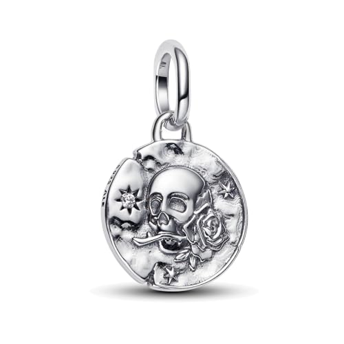 925 Sterling Silver Dangle Charm Fit Women Bracelet And Necklaces Jewelry | Medallion Pendants Beads Jewelry Charms for Women Fashion Gift Family Friends Mother's Day - color: Skull Medallion Charm M1791