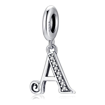 BETTY&SARAH 925 Sterling Silver Letter Charms for Bracelets and Necklace Alphabet Initial Pendant Jewelry Gift for Women - color: Pendant A