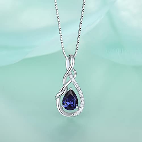 STARCHENIE Infinity Teardrop Necklace for Women 925 Sterling Silver Pendant Birthstone Jewelry - color: Silver-12-Dec-Tanzanite
