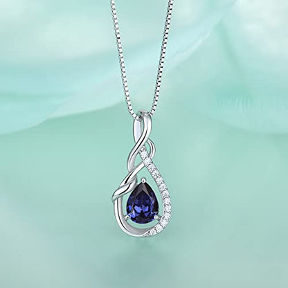 STARCHENIE Infinity Teardrop Necklace for Women 925 Sterling Silver Pendant Birthstone Jewelry - color: Silver-12-Dec-Tanzanite