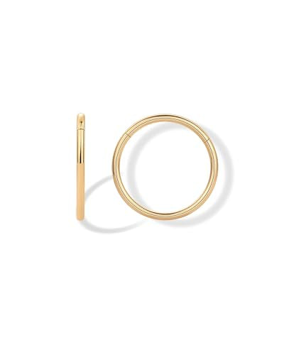 PAVOI Clicker Hoop Earrings for Women & Men, 14K Gold Plated Hinged Huggies | Hypoallergenic Titanium Piercing Earrings, Piercing Jewelry Cartilage Helix Nose Ring Tragus Rook Septum 16-18-20 Gauges - color: Yellow Gold, size: 20 Gauge 10mm