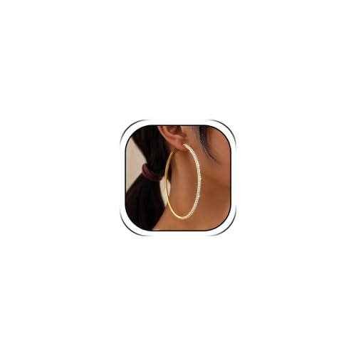 Big Chunky Gold Hoop Earrings for Women Beaded Large Statement Earrings Lightweight Fashion Jewelry Daily Wear Party Gift - color: E7:Gold 10cm