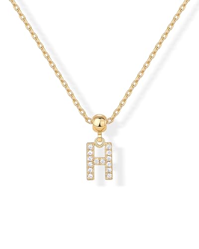 PAVOI 14K Gold Plated Dainty Initial Letter Necklace with Charms for Women | Adjustable Chain Gold Charm Initial Necklaces, Small Alphabet Letters Removable Pendants Cute Jewelry Gifts - style: - H