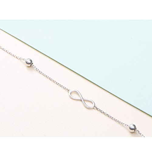 Anklet for Women 925 Sterling Silver Foot Adjustable Ankle Bracelet Jewelry - style: Infinity 10+1inches