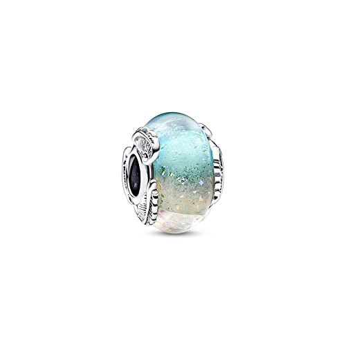 Jewelry Love Heart Charms for Women Bracelets and Necklaces | 925 Sterling Silver,Mother's Day Birthday Christmas - color: Multicolour Murano Glass & Curved Feather Charm