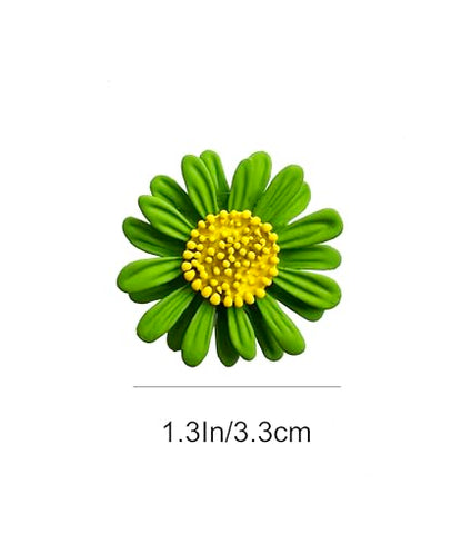 6 Pcs Daisy Flower Brooches, Sunflower Lapel Pins, Sun Flower Brooches, Floral Lapel Pins for Women Fashion Jewelry Accessories - color: Green