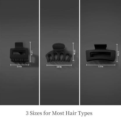Small Medium Claw Clips for Women, 3 Styles Hair Clips for Thick and Thin Hair, Non-slip Strong Hold, 12 Pcs (Black) - color: Black