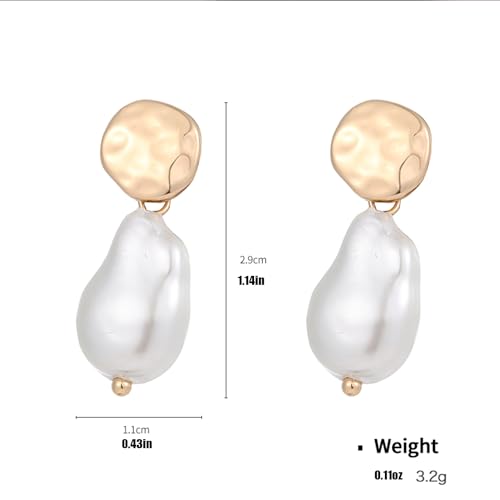Statement Pearl Dangle Earrings,Gold and Large Pearl,Luxury Chandelier Organic Style Earrings - color: N gold and white