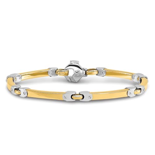 14K Two-tone Gold Polished Bracelet 7.5"