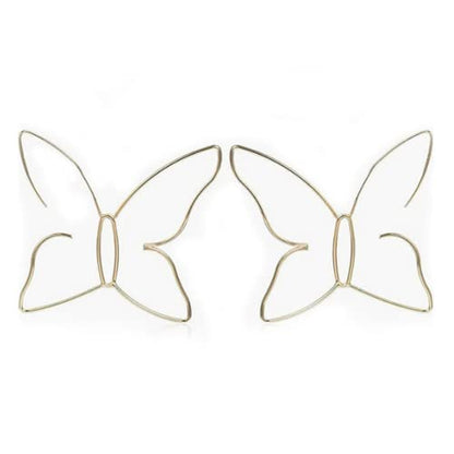 Fashion Women Bohemian Gold Big Butterfly Earrings Tassels Long Chain Drop Dangle Earrings for Women