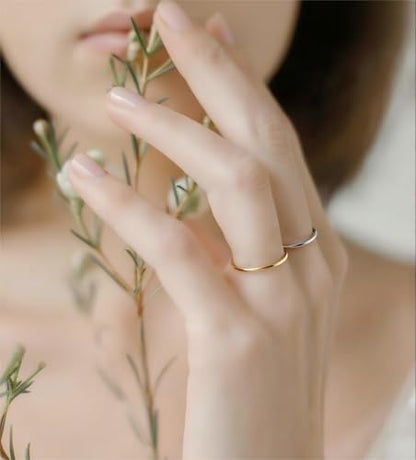 Women Stainless Steel Solitaire Stackable Ring Non Tarnish - color: Gold + Silver, size: 3.5